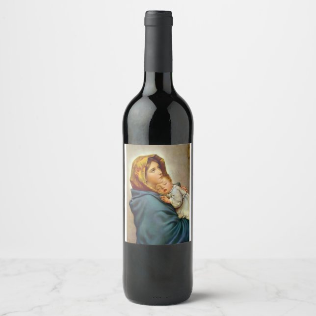 Madonna and Child Roberto Ferruzzi Madonnina Mary Wine Label (Front)