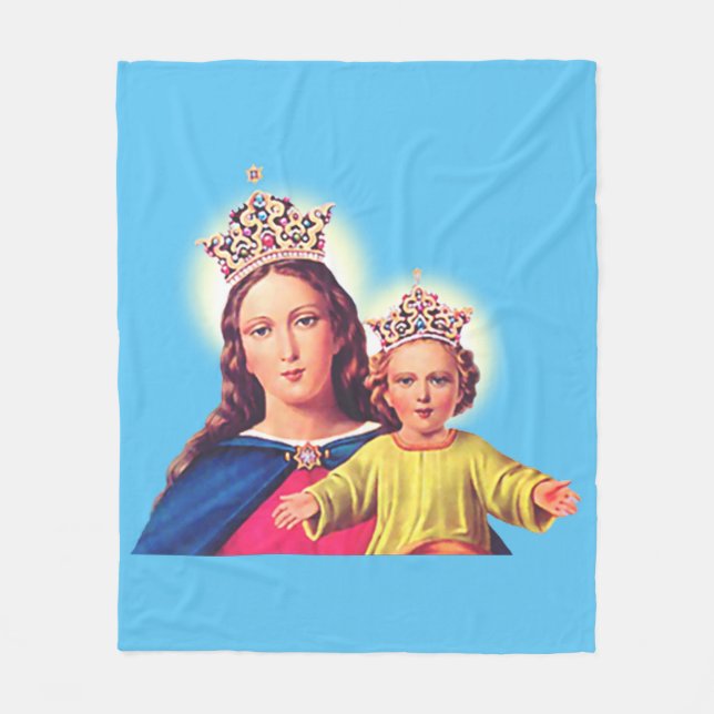 Madonna and Child - Sacred Virgin Mary & Jesus Art Fleece Blanket (Front)