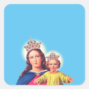 Madonna and Child - Sacred Virgin Mary & Jesus Art Square Sticker