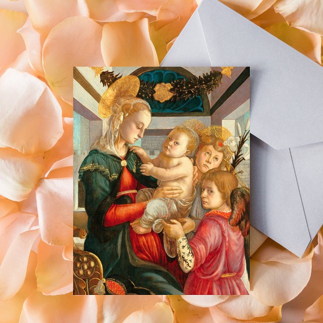 Madonna and Child Sandro Botticelli Christian Postcard (Madonna & Child with Two Angels Sandro Botticelli Postcard)