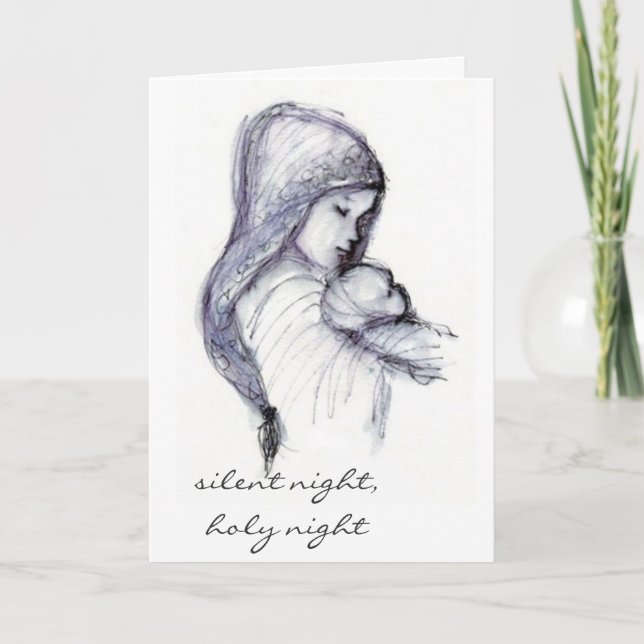 Madonna and child, silent night, holy night holiday card (Front)