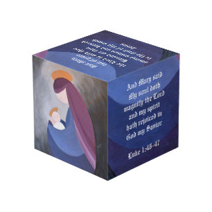 Madonna and Child solid wood 4" x 4" Cube