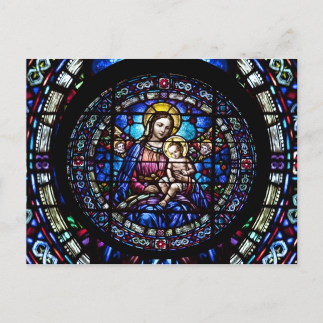 Madonna and Child - stained glass window Postcard (Front)