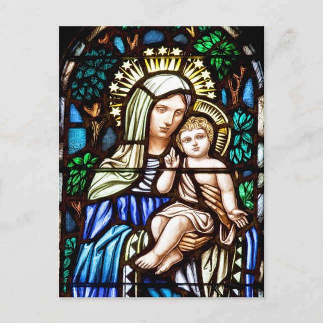 Madonna and Child - stained glass window Postcard (Front)
