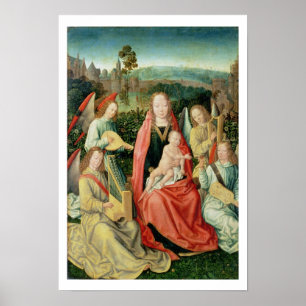 Madonna and Child surrounded by Angels Poster
