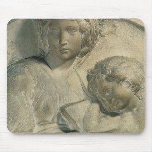 Madonna and Child, Tondo Pitti by Michelangelo Mouse Mat