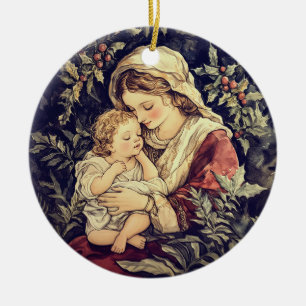 Madonna and Child Vintage Christmas Ceramic Tree Decoration
