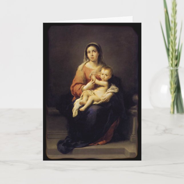 Madonna and Child - Virgin Mary - Murillo Holiday Card (Front)
