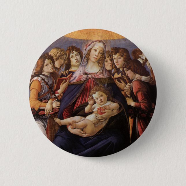 Madonna and Child with Angels by Sandro Botticelli 6 Cm Round Badge (Front)