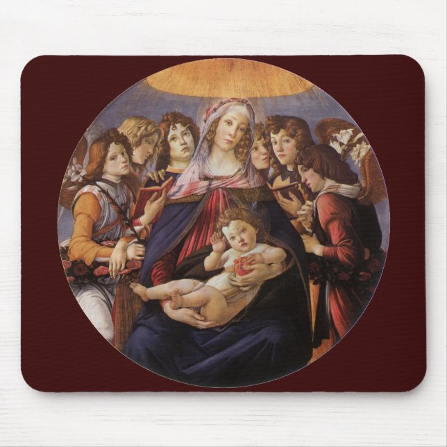Madonna and Child with Angels by Sandro Botticelli Mouse Mat (Front)