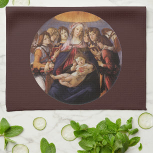 Madonna and Child with Angels by Sandro Botticelli Tea Towel