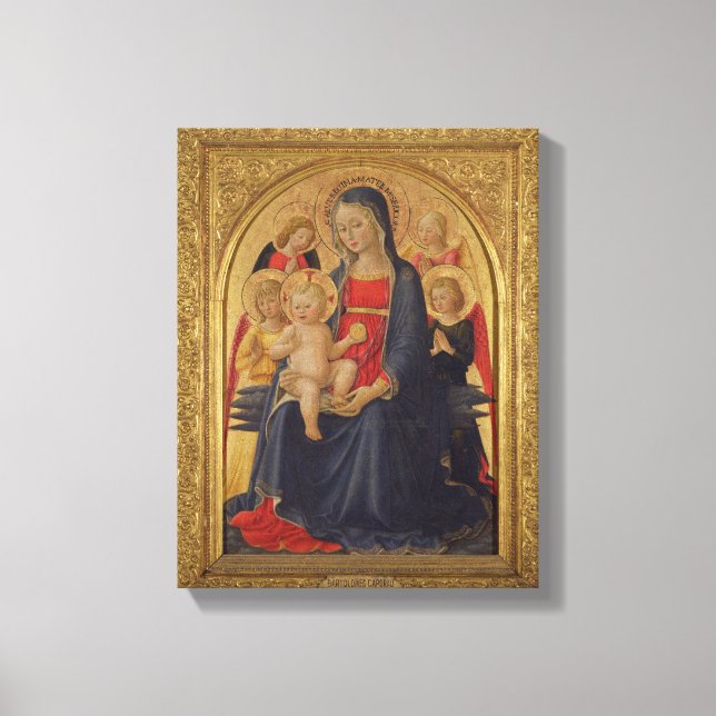 Madonna and Child with Angels, c.1467 (oil on pane Canvas Print (Front)