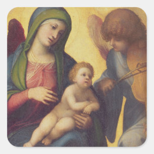 Madonna and Child with Angels c.1510-15 (oil on pa Square Sticker