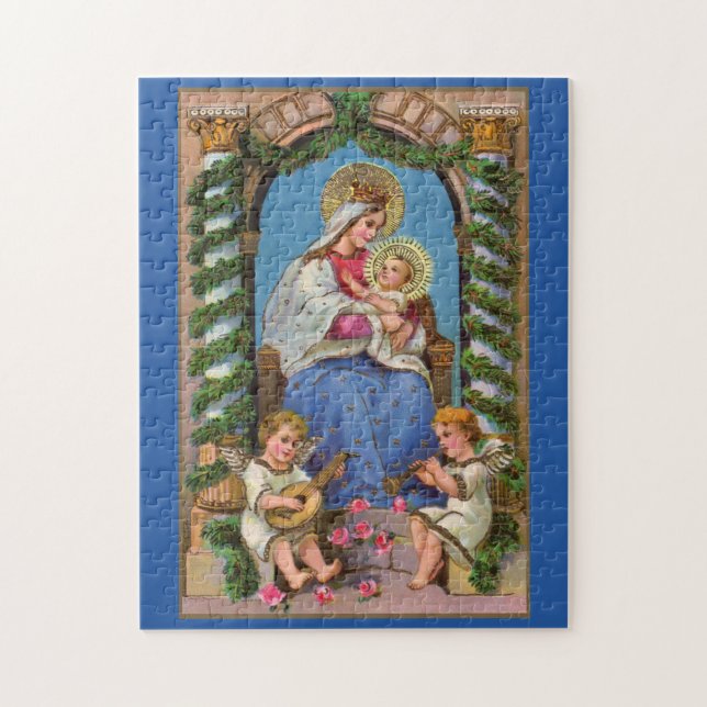 Madonna And Child With Angels Jigsaw Puzzle (Vertical)