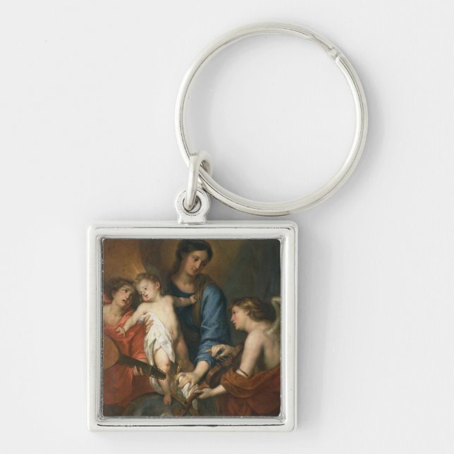 Madonna and Child with angels Key Ring (Front)