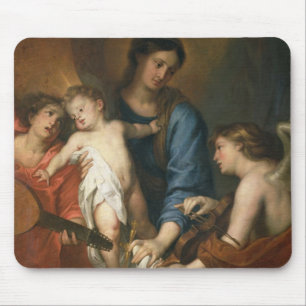 Madonna and Child with angels Mouse Mat