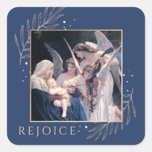 Madonna and Child with Angels Rejoice Square Sticker