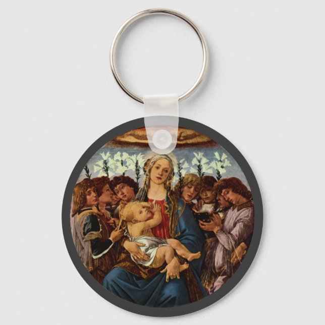 Madonna and Child with Eight Angels by Botticelli Key Ring (Front)