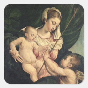 Madonna and Child with Saint John, c.1570 (oil on Square Sticker