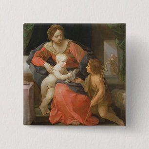 Madonna and Child with Saint John the Baptist 15 Cm Square Badge
