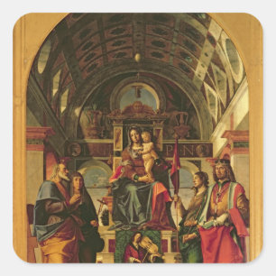 Madonna and Child with Saints, 1499 Square Sticker