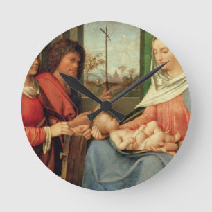 Madonna and Child with Saints 2 Round Clock