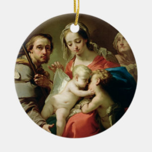 Madonna and Child with Saints John, Anna and Rocco Ceramic Tree Decoration