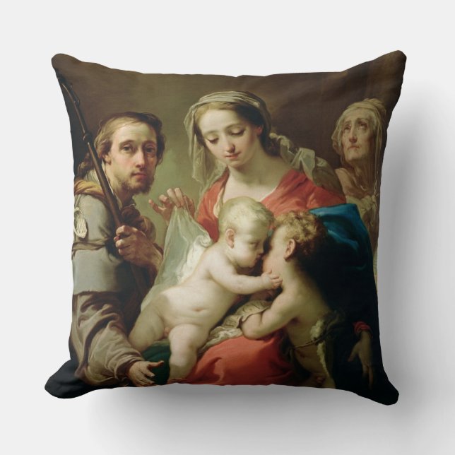 Madonna and Child with Saints John, Anna and Rocco Cushion (Front)