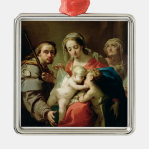 Madonna and Child with Saints John, Anna and Rocco Metal Tree Decoration