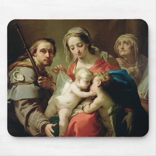 Madonna and Child with Saints John, Anna and Rocco Mouse Mat (Front)