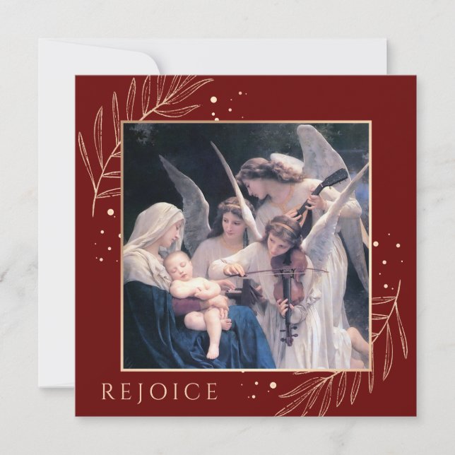 Madonna and Child with Serenading Angels Holiday Card (Front)