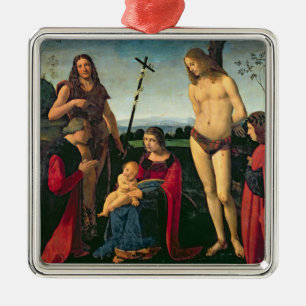 Madonna and Child with SS. John the Baptist and Se Metal Tree Decoration