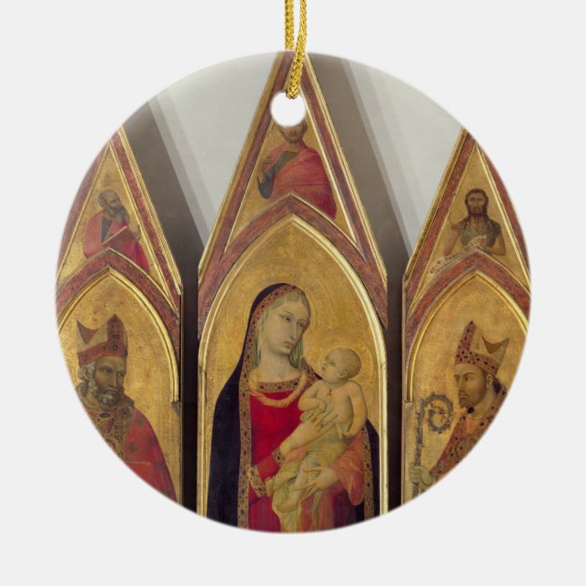 Madonna and Child with SS. Nicholas and Proculus, Ceramic Tree Decoration (Front)