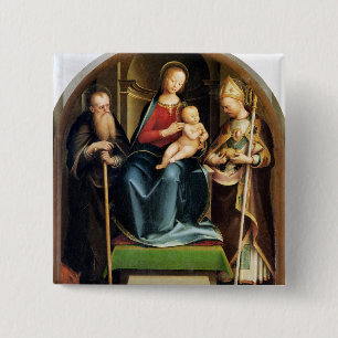 Madonna and Child with St. Anthony Abbot and St. N 15 Cm Square Badge