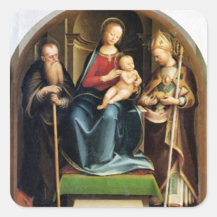 Madonna and Child with St. Anthony Abbot and St. N Square Sticker