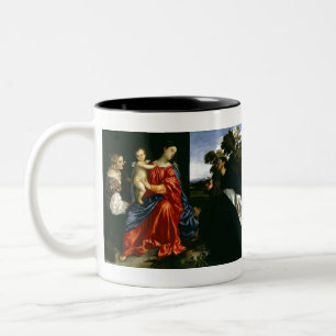 Madonna and Child with Sts Catherine and Dominic a Two-Tone Coffee Mug