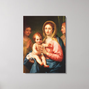 Madonna and Child with Two Angels, 1770-73 Canvas Print
