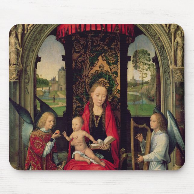 Madonna and Child with two Angels Mouse Mat (Front)