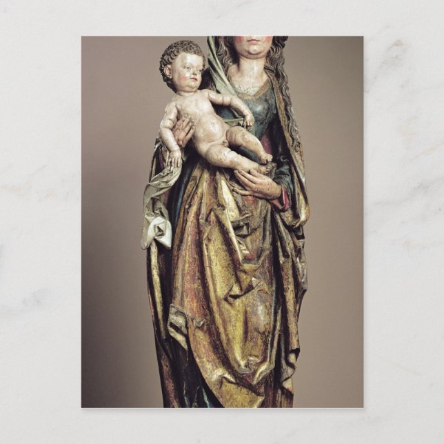Madonna and Child, Wooden Sculpture Postcard (Front)