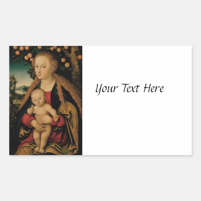 Madonna and Christ Child Under Apple Tree Rectangular Sticker (Front)