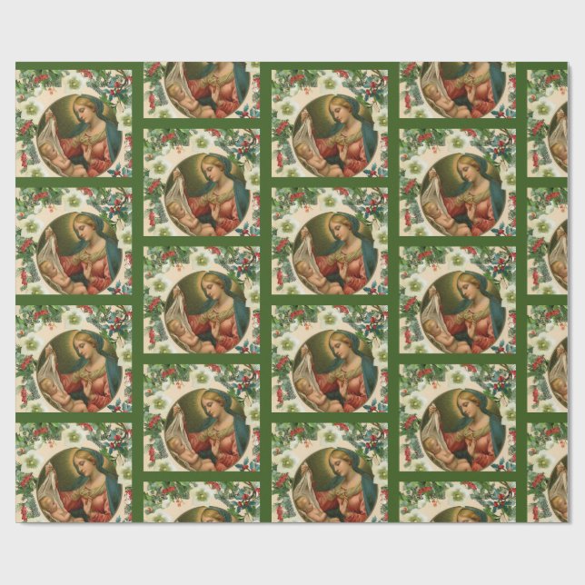 Madonna and Holy Child Religious Christmas Wrapping Paper (Flat)