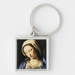 Madonna at Prayer (oil on canvas) Key Ring