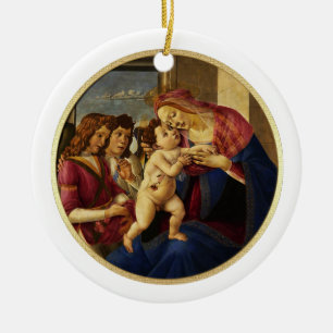 Madonna by Botticelli. Christmas Gift Ceramic Tree Decoration