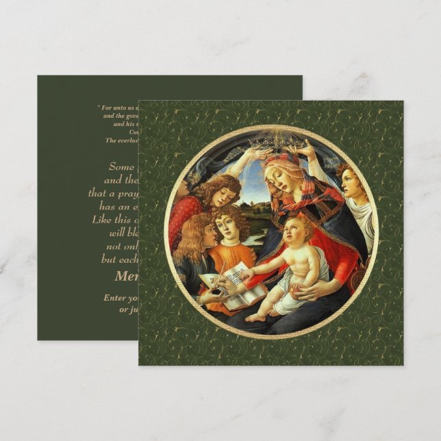 Madonna by Botticelli. Religious Christmas Cards (Front/Back)
