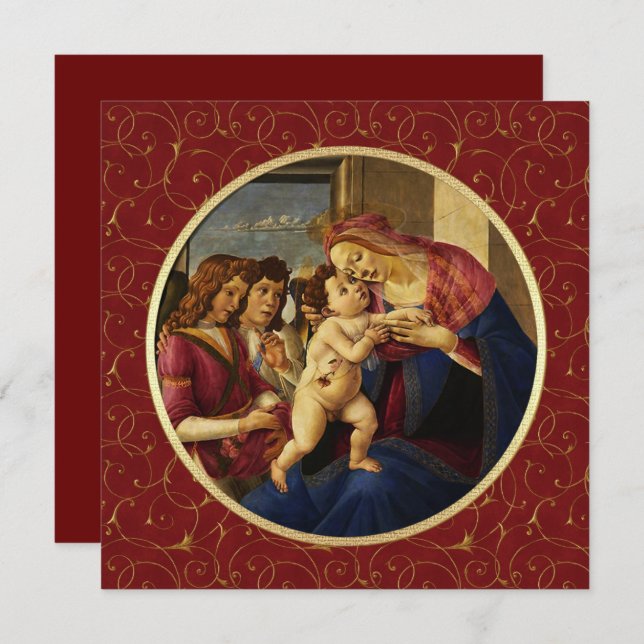 Madonna by Botticelli. Religious Christmas Cards (Front/Back)