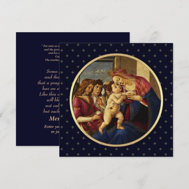 Madonna by Botticelli. Religious Christmas Cards (Front/Back)