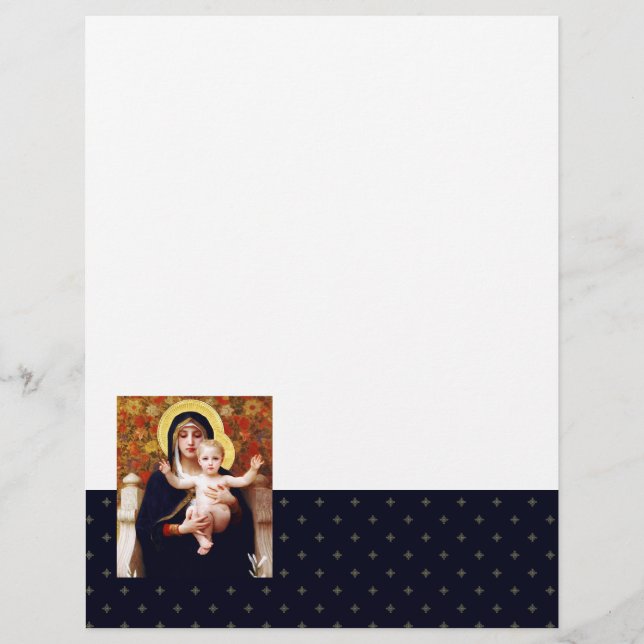 Madonna by W. Bouguereau. Christmas Letterheads (Front)