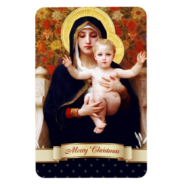 Madonna by W.Bouguereau. Fine Art Christmas Gift  Magnet (Vertical)