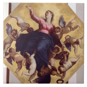 Madonna Carried by Angels (ceiling fresco) Tile