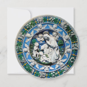 MADONNA,CHILD AND ANGELS Blue Sapphire Christmas Invitation